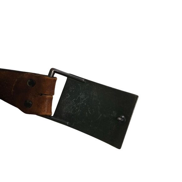 Levi's Vintage Company Logo Belt Buckle Leather Belt Embossed Leather Design - Picture 4 of 6